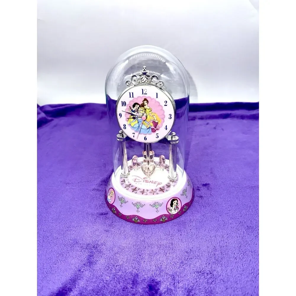 Disney Princess White and Pink Porcelain and Glass Anniversary Dome Clock